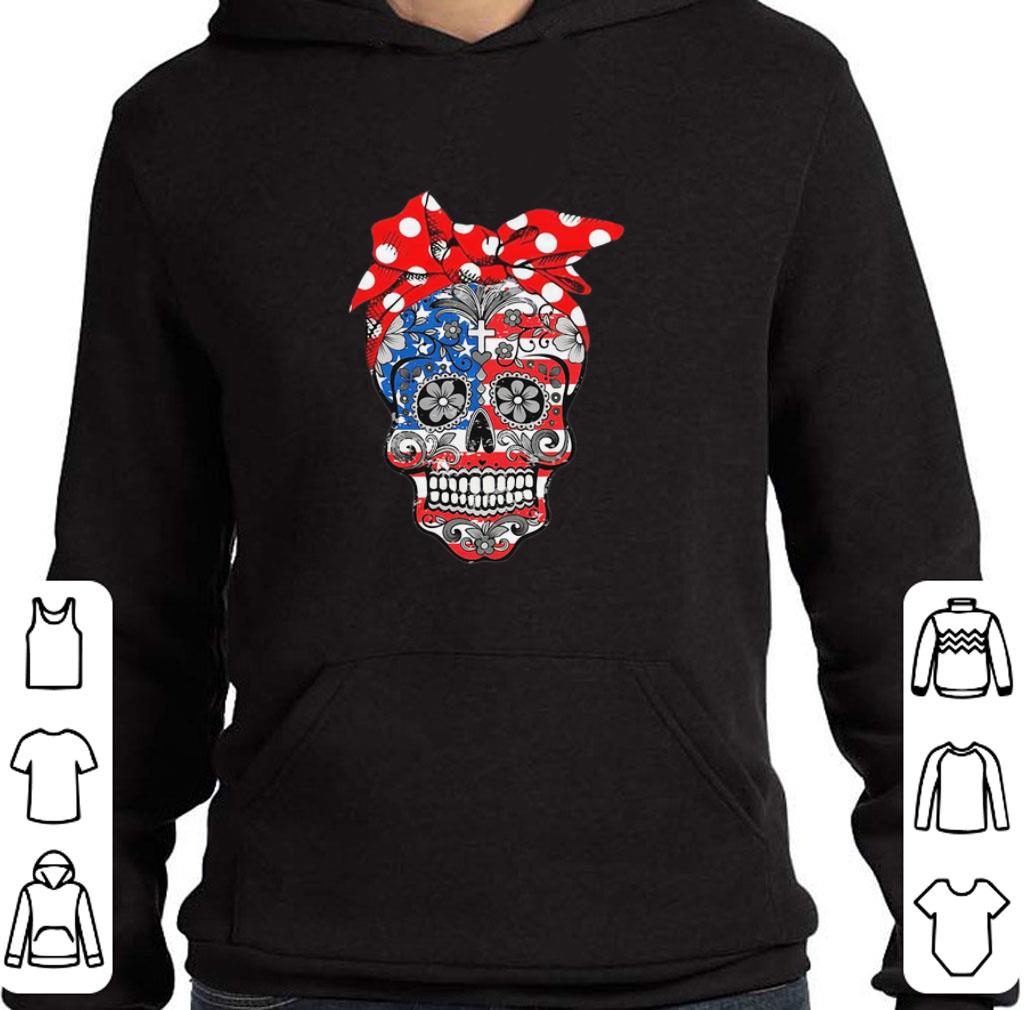Funny Lady Christian sugar skulls America flag shirt