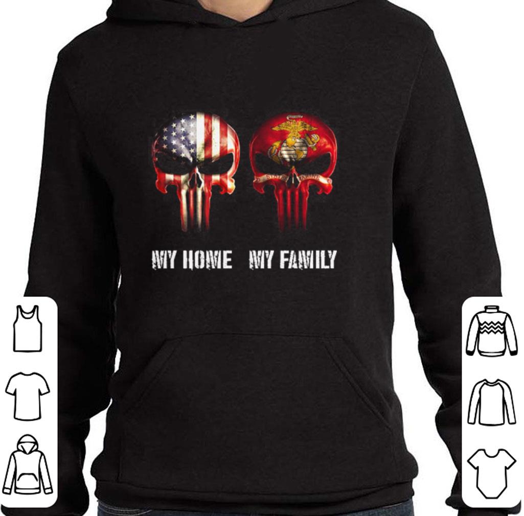 Funny Skulls American flag my home US Marine Corps my family shirt