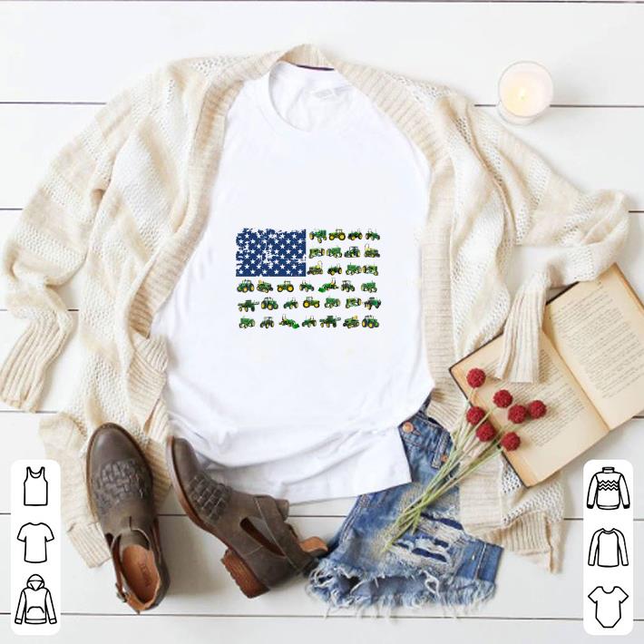 Hot American flag green Farm Tractor 4th of july independence day shirt