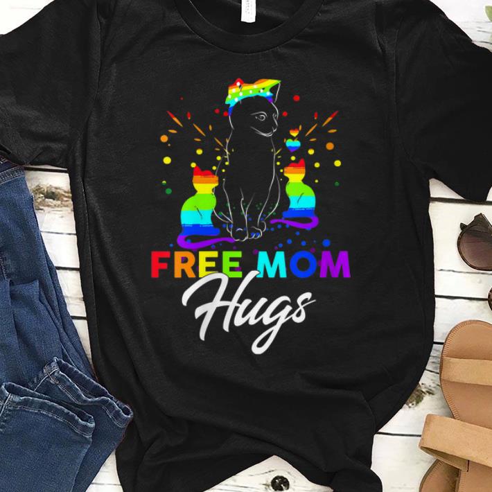 Nice Free Mom Hugs Rainbow Cats LGBT Pride Shirt