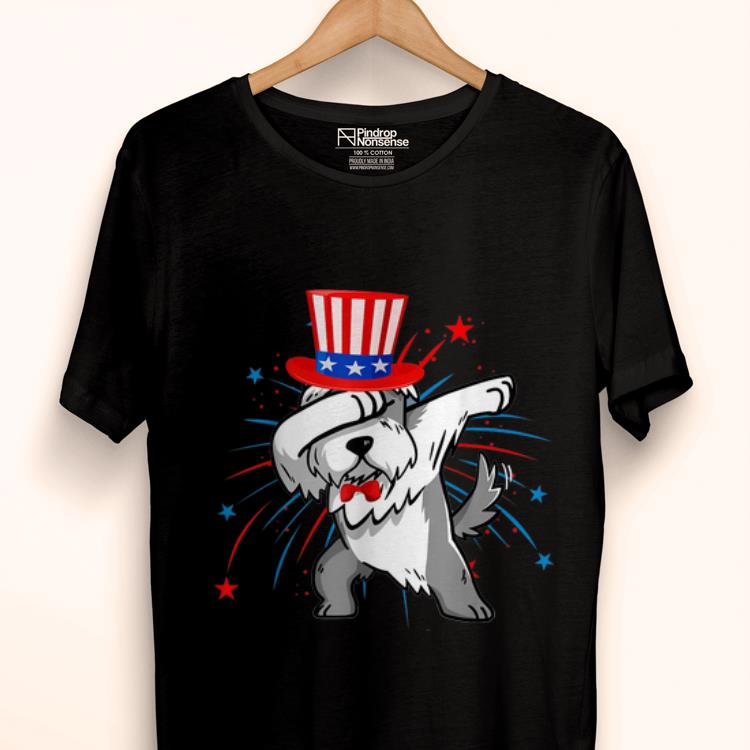 Original Dabbing Miniature Schnauzer Firework 4th Of July Gift Shirt