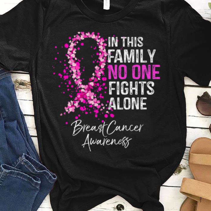 Hot In This Family No One Fights Alone Breast Cancer Awareness shirt