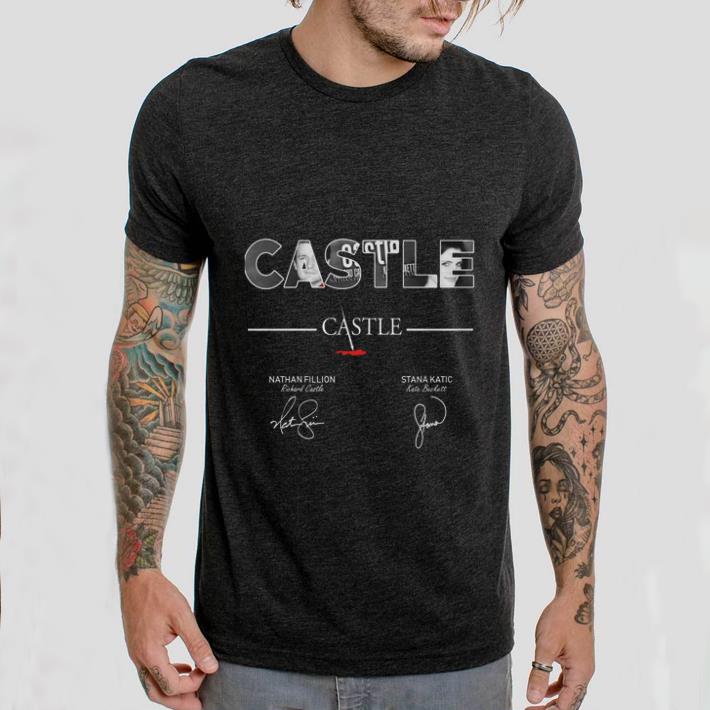 Official Castle Nathan Fillion Stana Katic signatures shirt 1 Official Castle Nathan Fillion Stana Katic signatures shirt 2