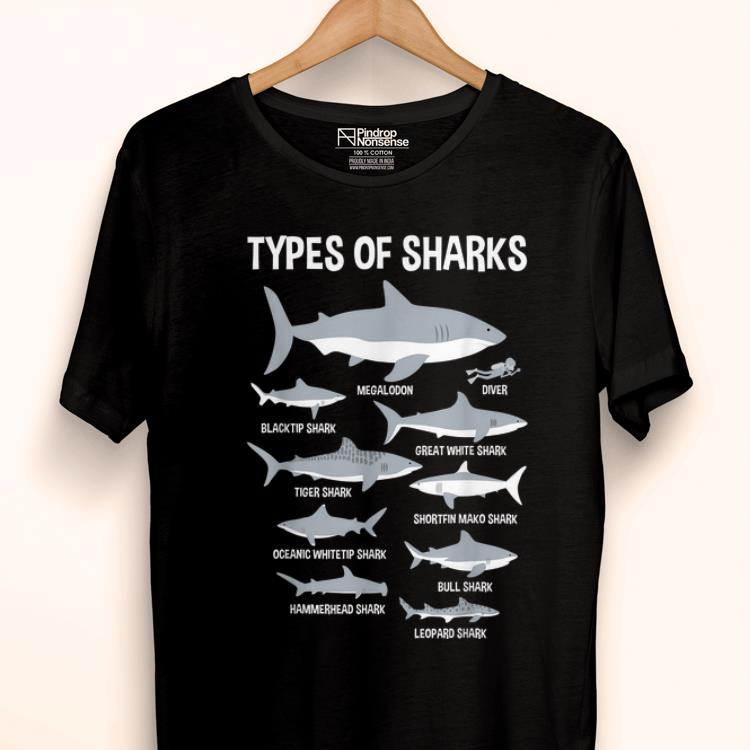Official Educational Ocean Types Of Sharks And Their Size shirt
