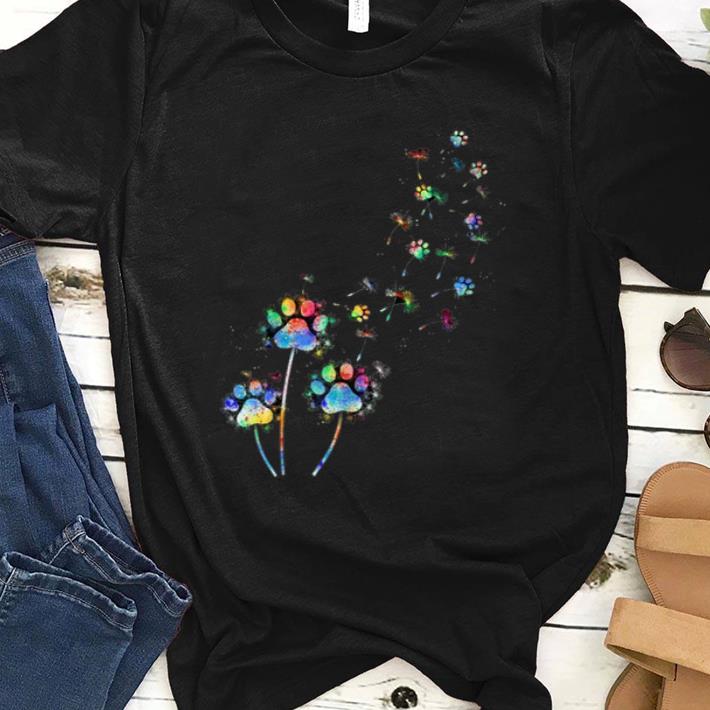 Pretty Dog Flower Colourful Dandelion Paw Dog Lover shirt