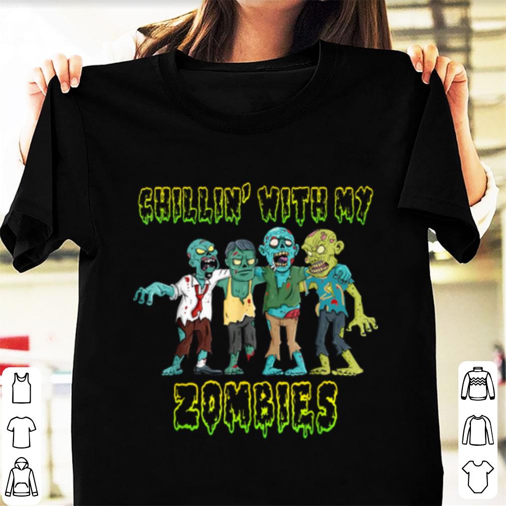 Awesome Chillin With My Zombies Halloween Boys Kids Funny shirt