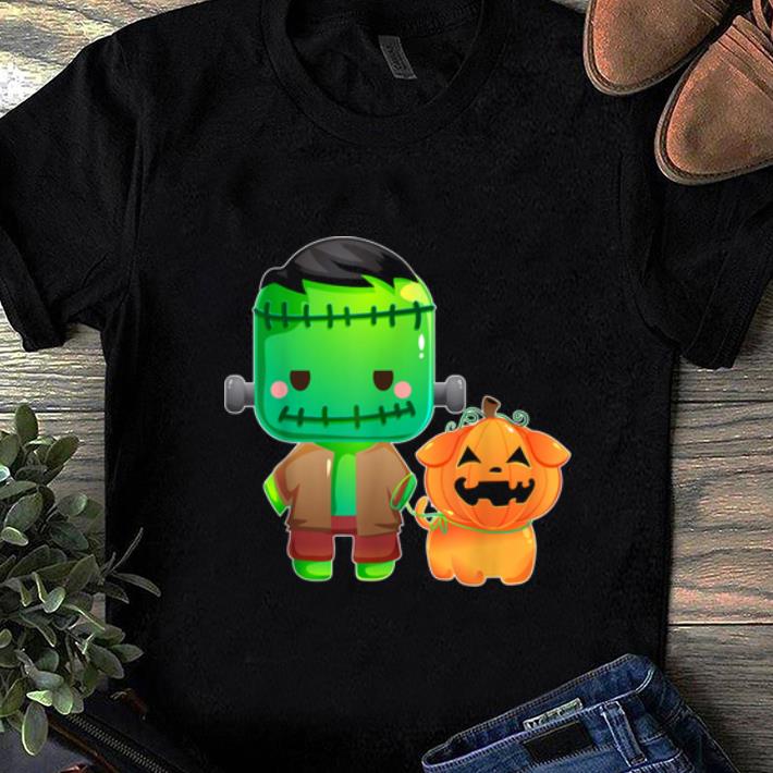 Awesome Frankenstein And Pumpkin Dog Halloween Gifts shirt