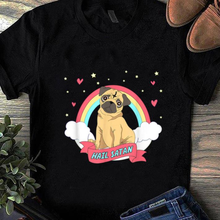 Awesome Hail Satan Pug Halloween. Satanic Dog shirt