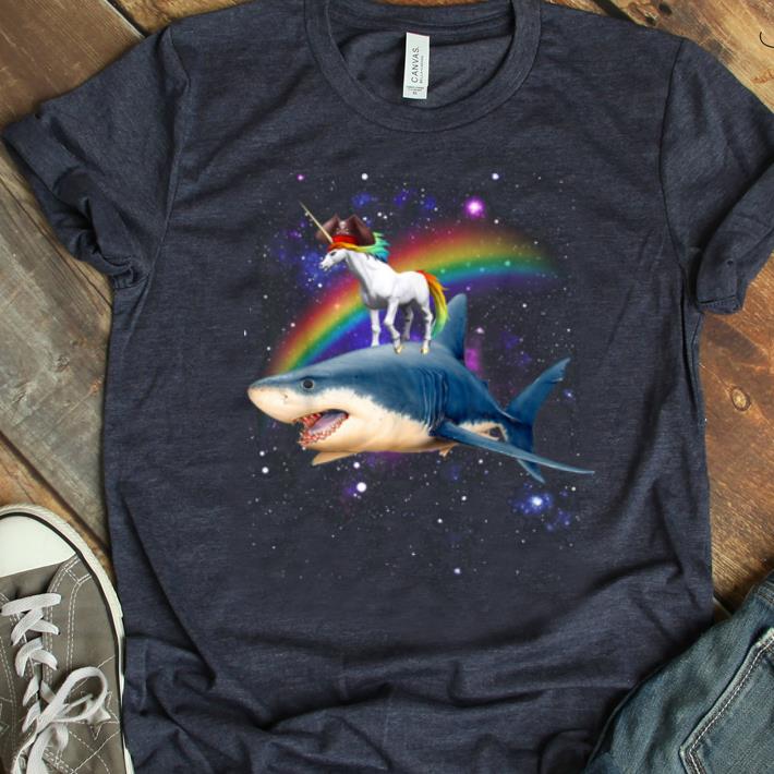 Beautiful Pirate Day And Halloween Space Pirate Unicorn Riding Shark shirt