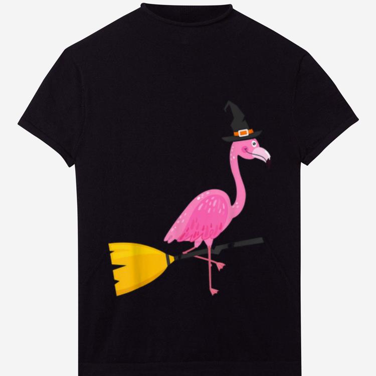 Hot Flamingo Witch Broomstick Trendy Halloween Costume Gift shirt