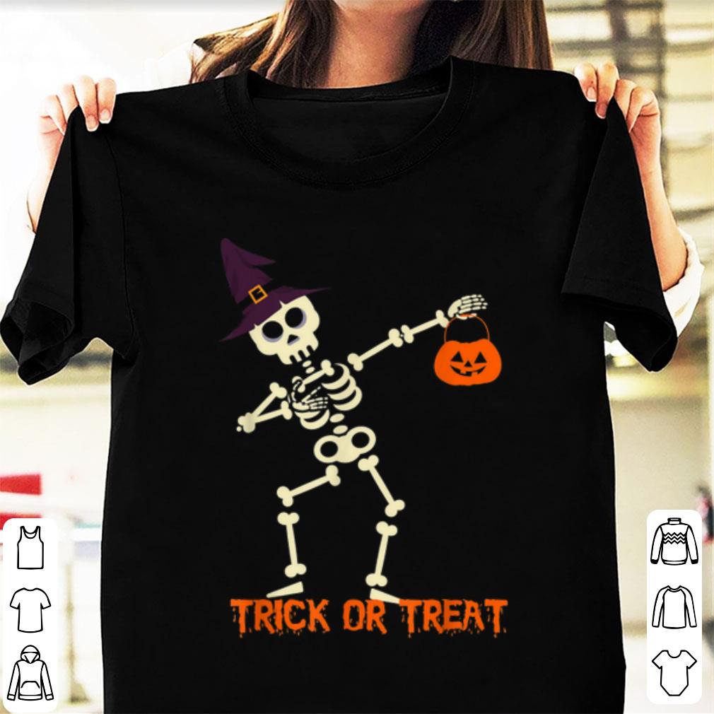 Original Halloween Skeleton Dabbing Witch Hat Pumpkin Boys Girls Kids shirt