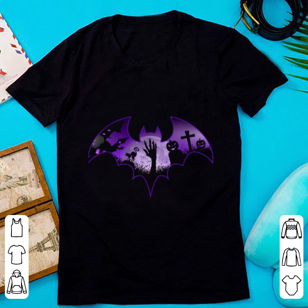 Hot Halloween Men Scary Bat Zombie Hand Cemetery Pumpkin shirt