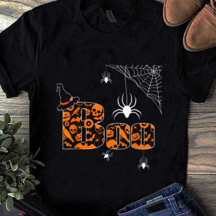 Premium Boo Halloween With Spiders And Witch Hat Funny shirt
