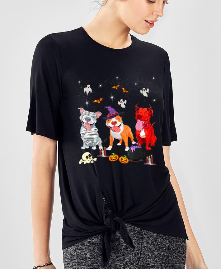 Awesome Three Pitbulls Funny Halloween gift For Women shirt