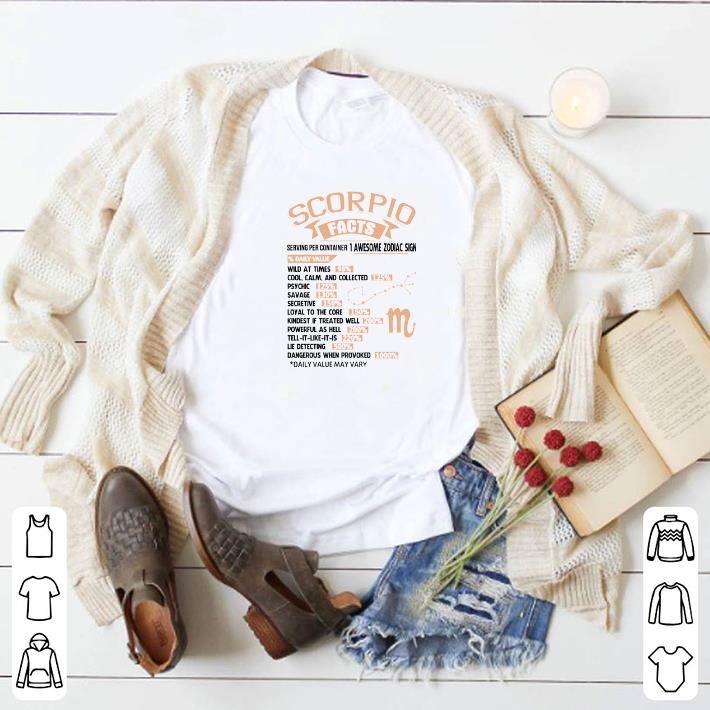 Funny Scorpio facts serving per container 1 awesome zodiac sign shirt
