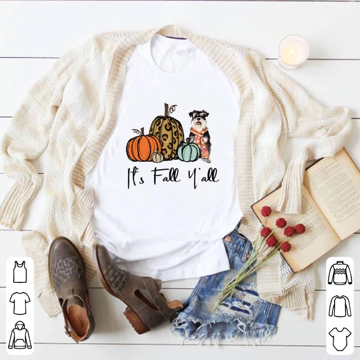 Hot Schnauzer it's fall y'all leopard pumpkin shirt