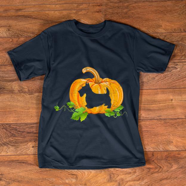 Hot Vintage Scottish Terrier Pumpkin Costume Halloween Tee shirt