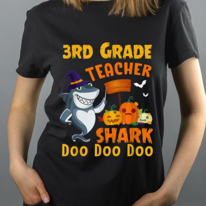 Official 3rd Grade Teacher Shark witch Halloween Costume shirt