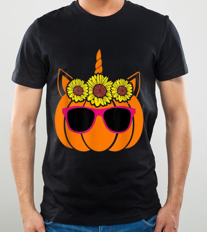 Premium Cute Unicorn Pumpkin Sunflower For Woman Who Loves Halloween shirt