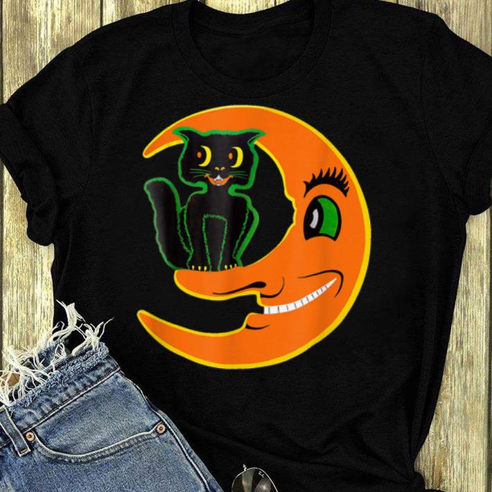 Premium Vintage Halloween Beistle Cat on the Moon Horror Gift shirt
