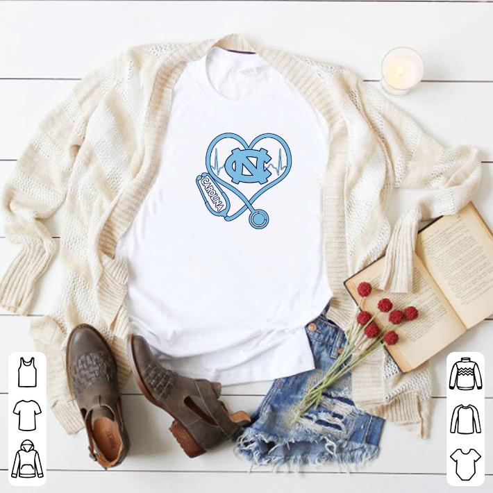 Pretty Heartbeat Nurse love North Carolina Tar Heels shirt
