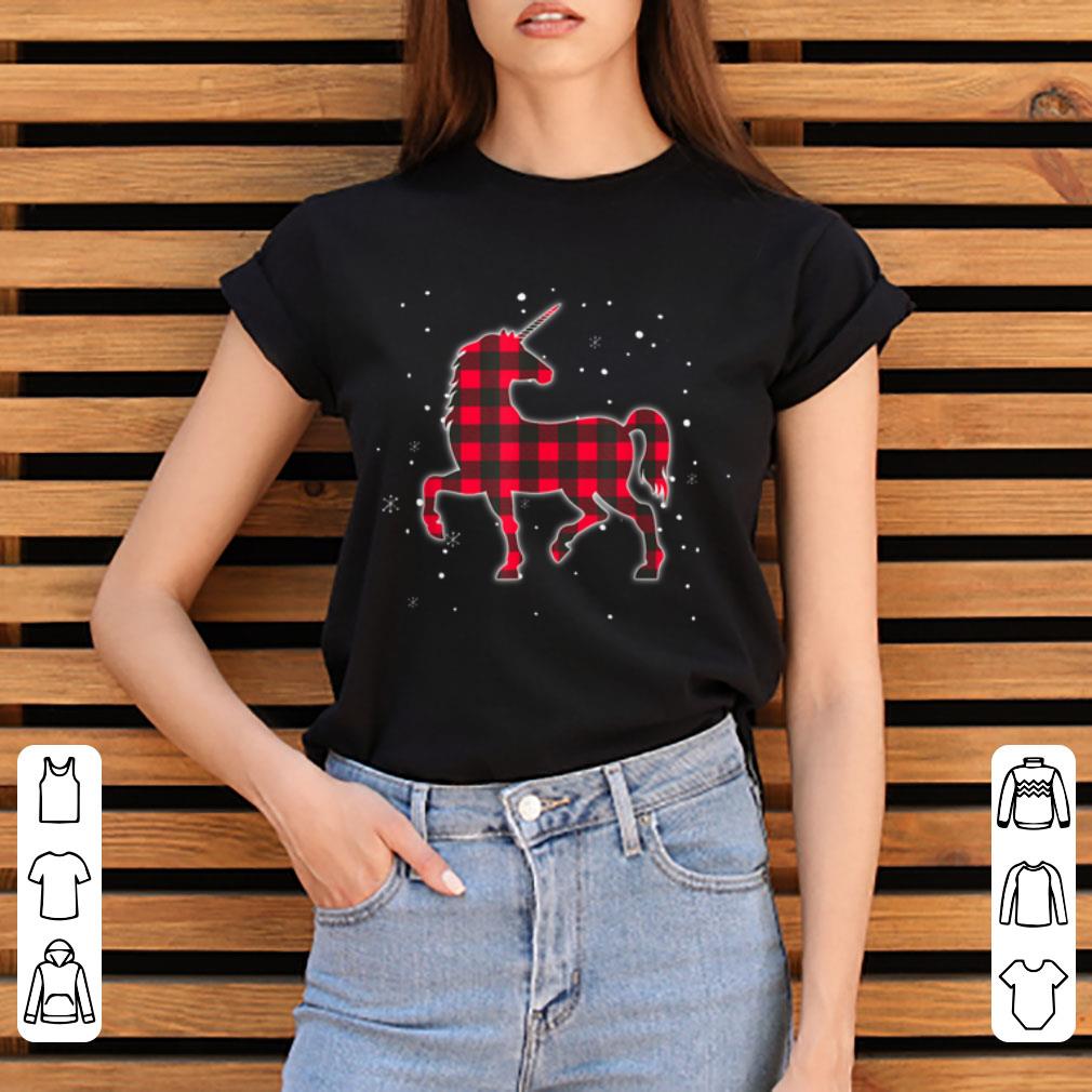 Top Red Plaid Unicorn Christmas Matching Buffalo Family Pajama shirt