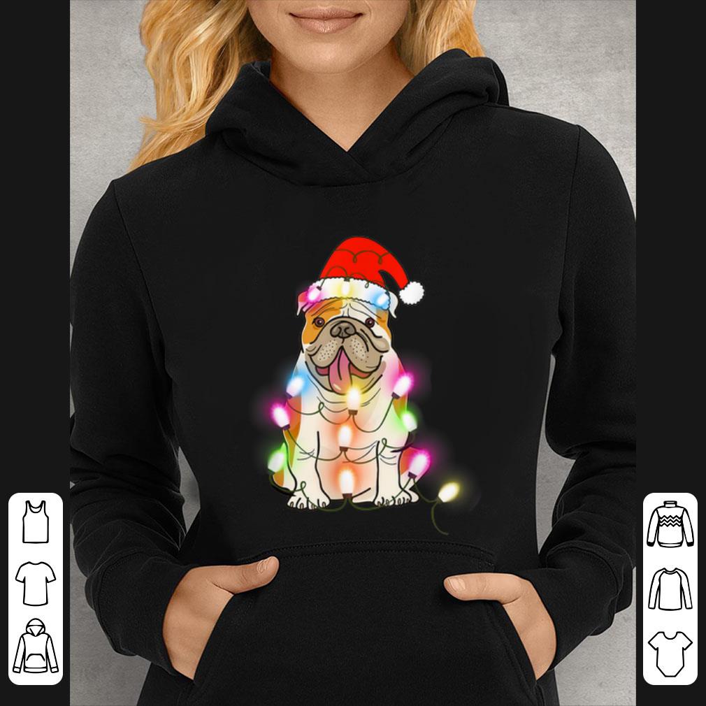 Awesome English Bulldog Santa Hat Christmas Lights Funny Xmas Gift shirt