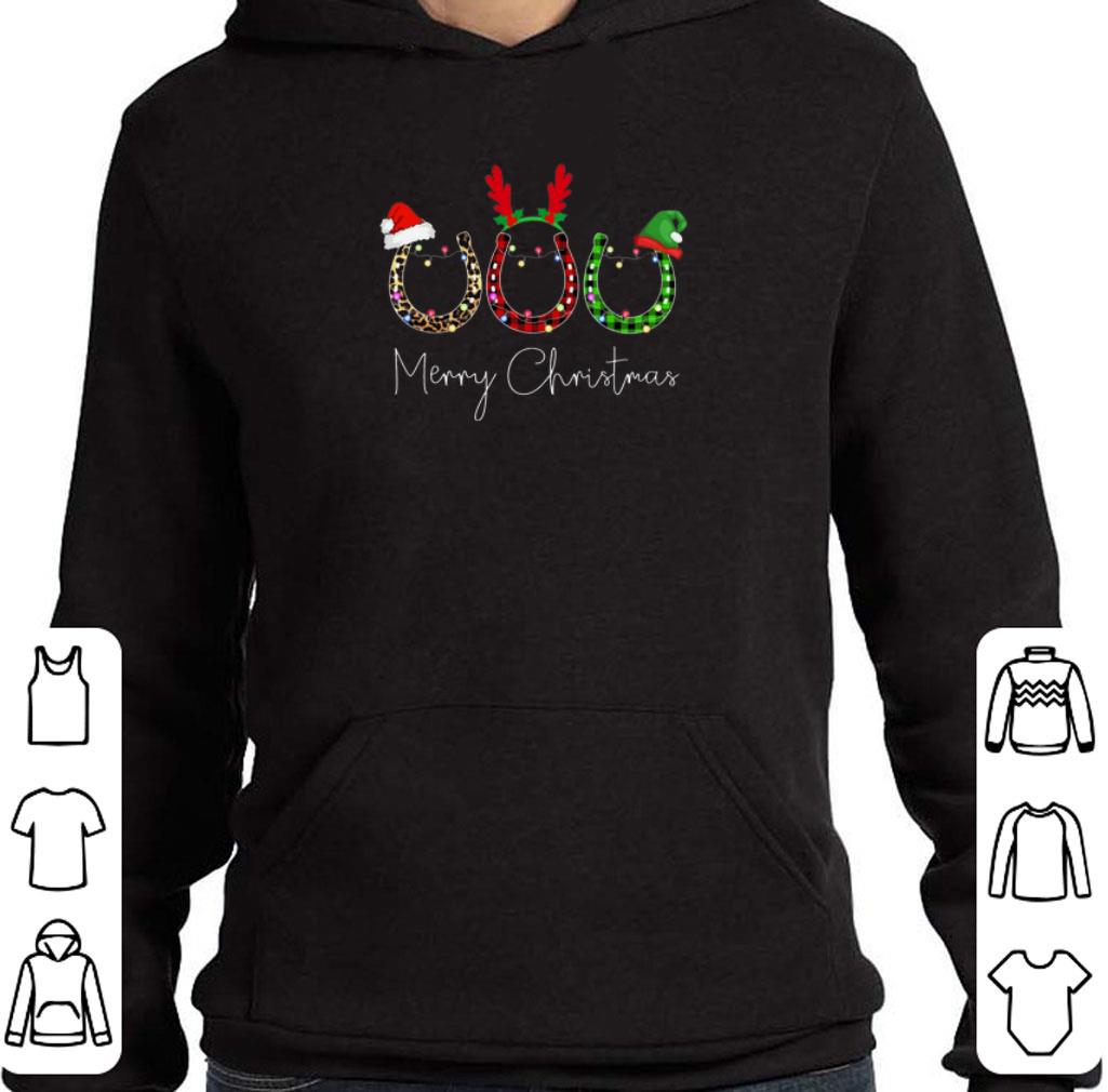 Horseshoe Merry Christmas Leopard Plaid With Lights shirt