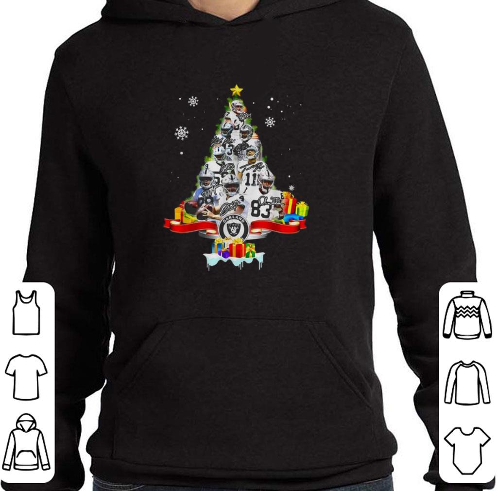 Nice Oakland Raiders players signatures Christmas tree shirt