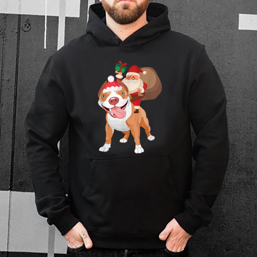 Nice Santa Riding Pitbull Christmas Pajama Gift shirt