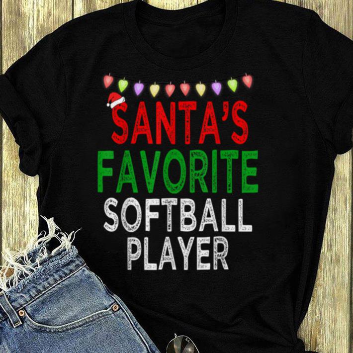 Official Santa's Favorite Softball Player Christmas Xmas Lights Hat shirt