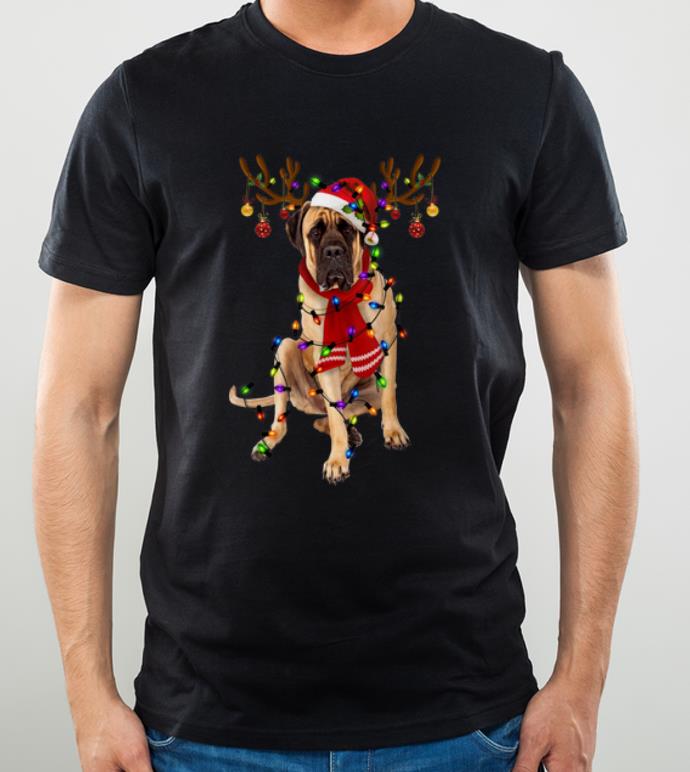 Premium English Mastiff Christmas Reindeer Christmas Lights Pajama shirt