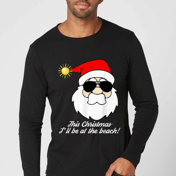 Premium Funny Christmas Beach - Santa Sunglasses Vacation Tee shirt