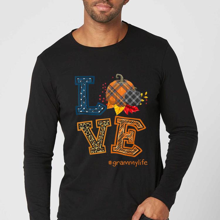 Premium Womens LOVE Grammy Life Plaid Pumpkin Fall Thanksgiving Gift shirt