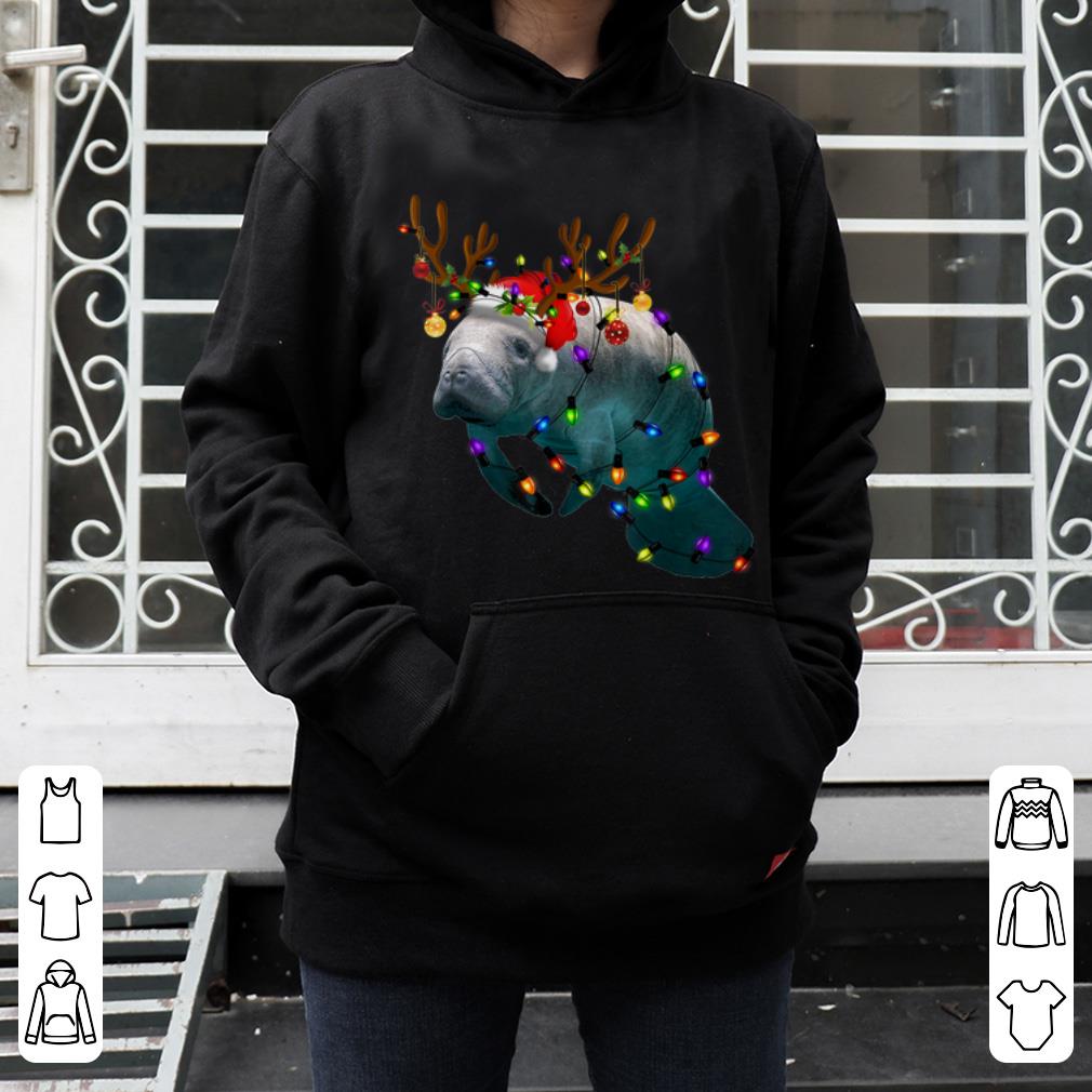 Top Funny Manatee Christmas Reindeer Christmas Lights Pajama shirt