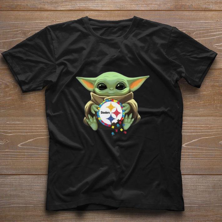 Hot Baby Yoda hug Autism Pittsburgh Steelers Star Wars shirt Hot Baby Yoda hug Autism Pittsburgh Steelers Star Wars shirt 1