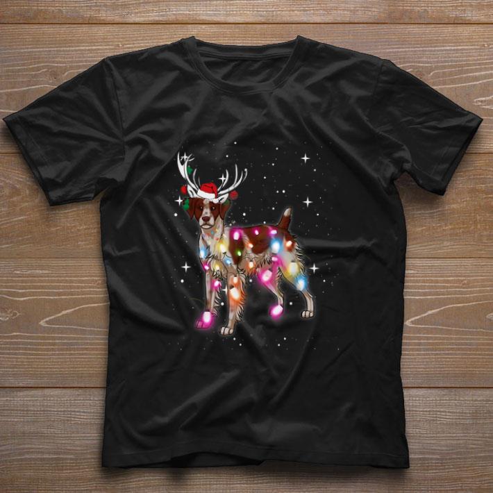 Hot Christmas Lights Brittany Spaniel Dog Reindeer Santa Hat shirt Hot Christmas Lights Brittany Spaniel Dog Reindeer Santa Hat shirt 1