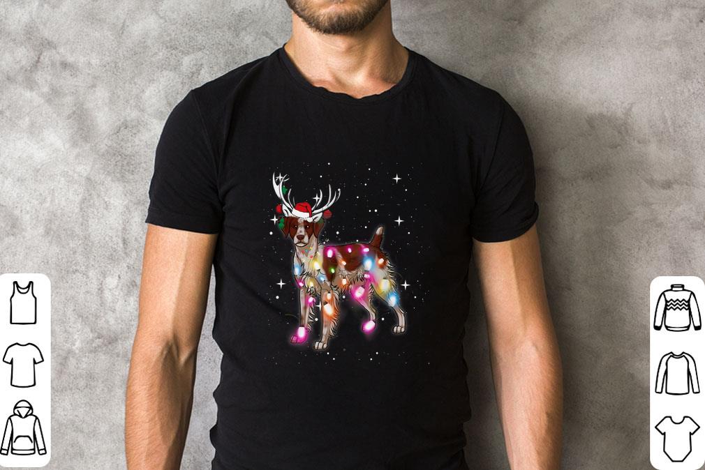 Hot Christmas Lights Brittany Spaniel Dog Reindeer Santa Hat shirt 1 Hot Christmas Lights Brittany Spaniel Dog Reindeer Santa Hat shirt 2