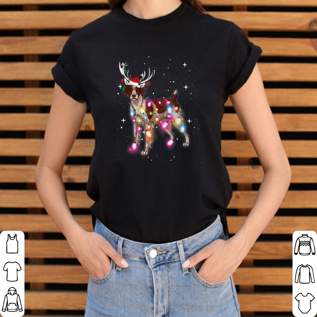 Hot Christmas Lights Brittany Spaniel Dog Reindeer Santa Hat shirt 2 Hot Christmas Lights Brittany Spaniel Dog Reindeer Santa Hat shirt 3