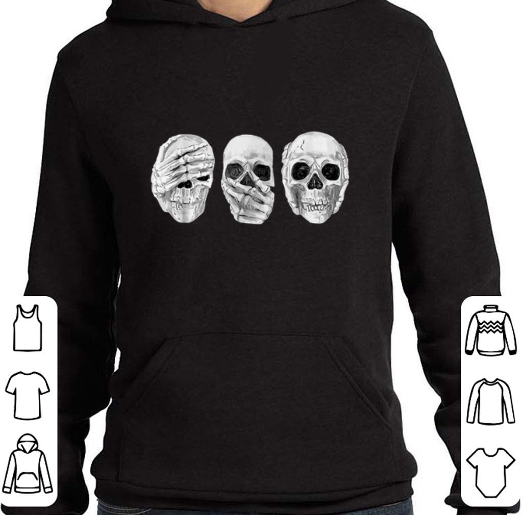 Official Skull See Speak Hear No Evil Skeleton Halloween shirt