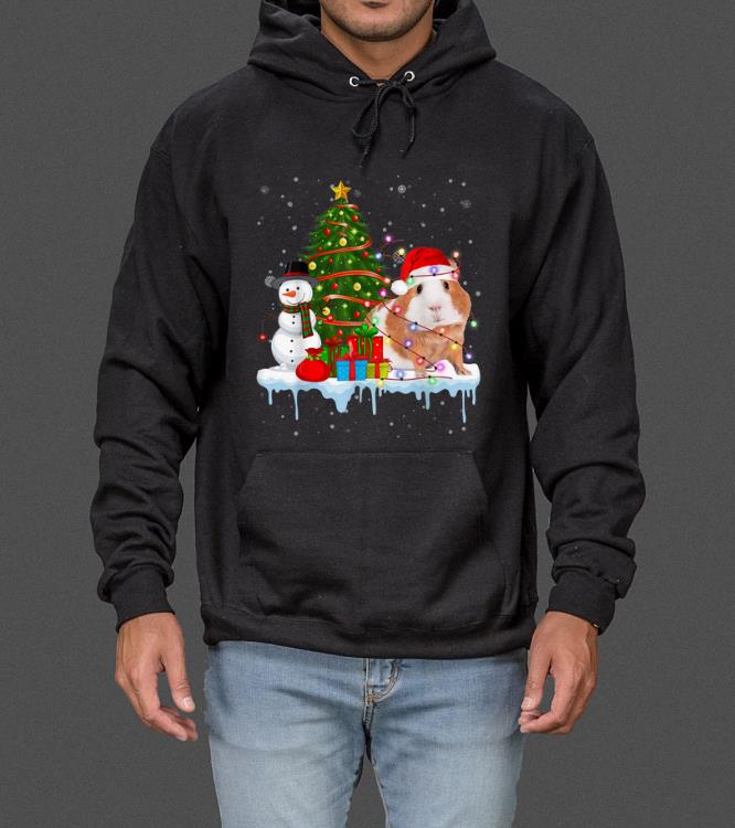 Original Guinea Pig Costume Santa Lights Hat In Snow Christmas sweater