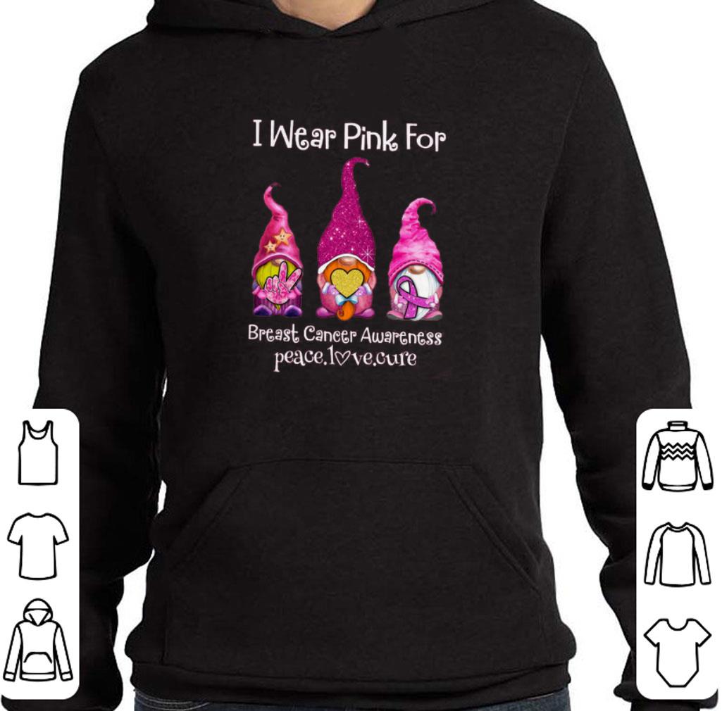 Premium Gnome i wear pink for Breast Cancer Awareness peace love cure shirt 5 Premium Gnome i wear pink for Breast Cancer Awareness peace love cure shirt