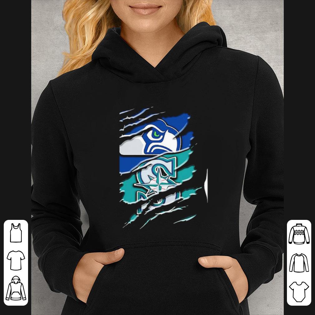 Official Logo Seattle Seahawks And Seattle Mariners Football Torn shirt 5 Official Logo Seattle Seahawks And Seattle Mariners Football Torn shirt