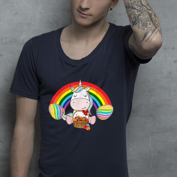 Unicorn easter rainbow and egg shirt