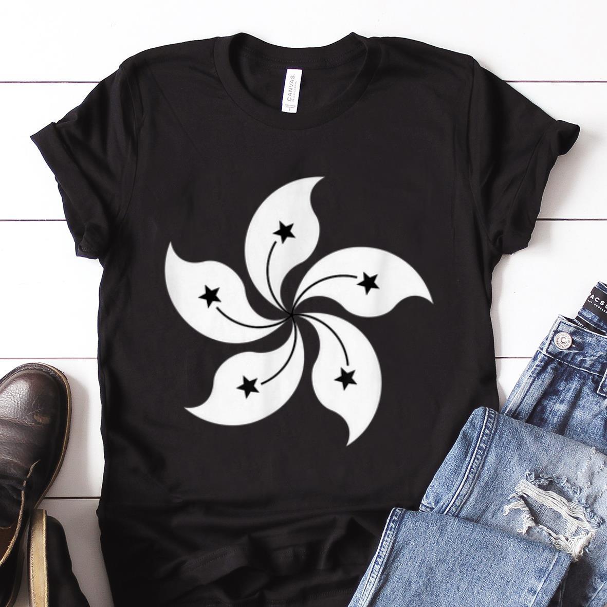 Nice Trend Black Bauhinia Blakeana Hong Kong Rebel Flag shirt