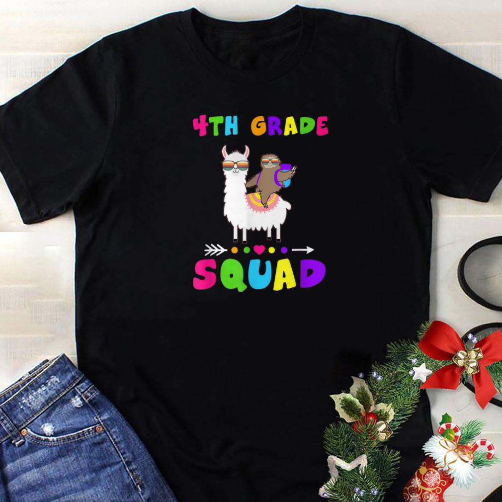Original Team 4th Grade Squad 1st Day of School Sloth Llama shirt