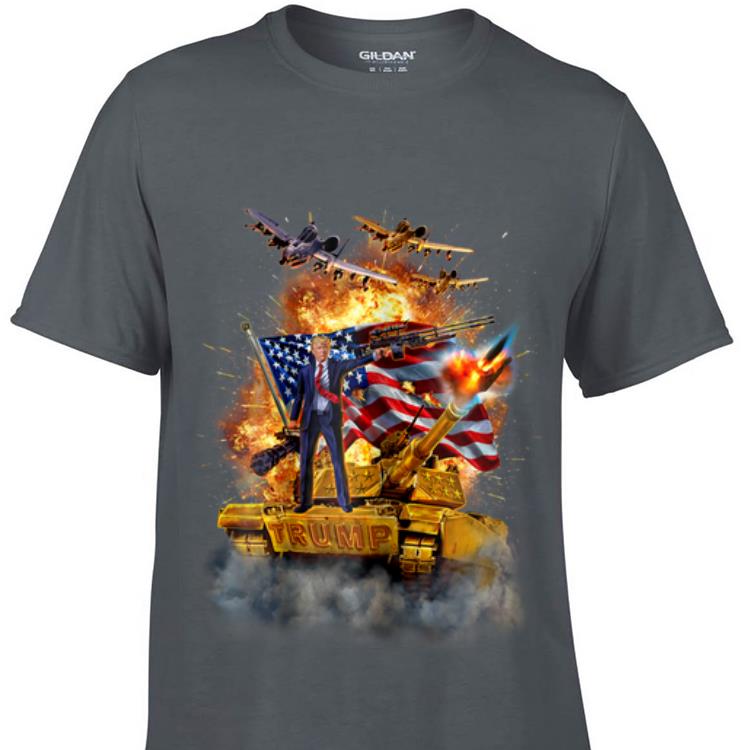 United States President Donald Trump Epic Battle Tank Jet Plane American Flag sweater