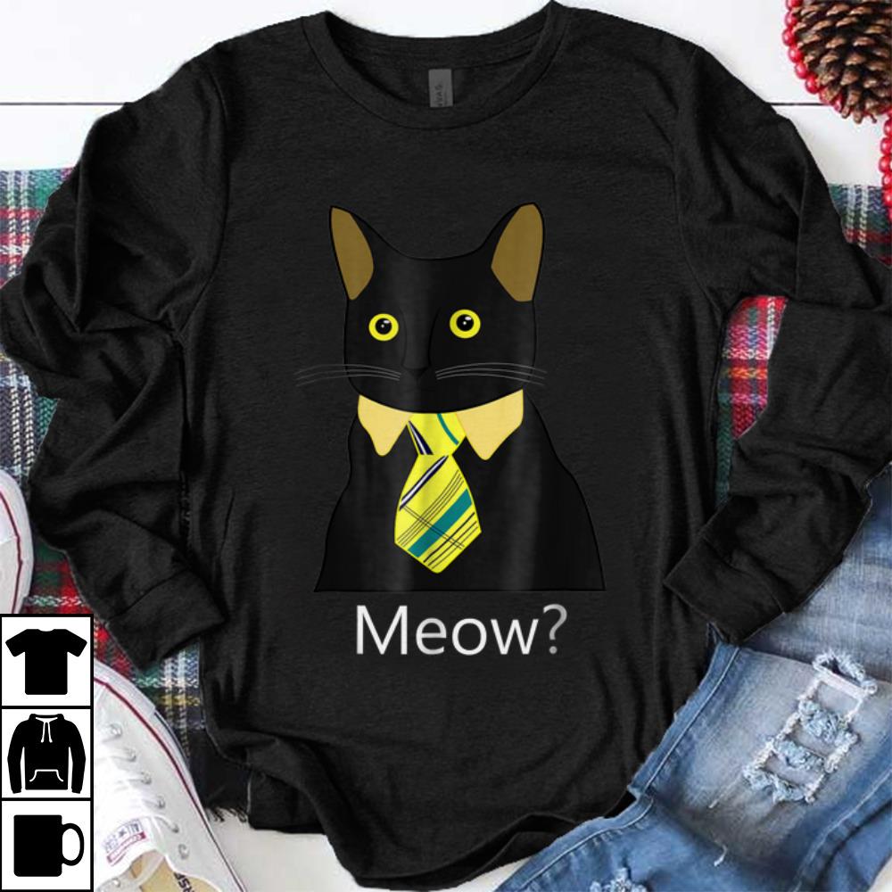 Funny Black Business Cat Kitten with Yellow Tie Meow shirt