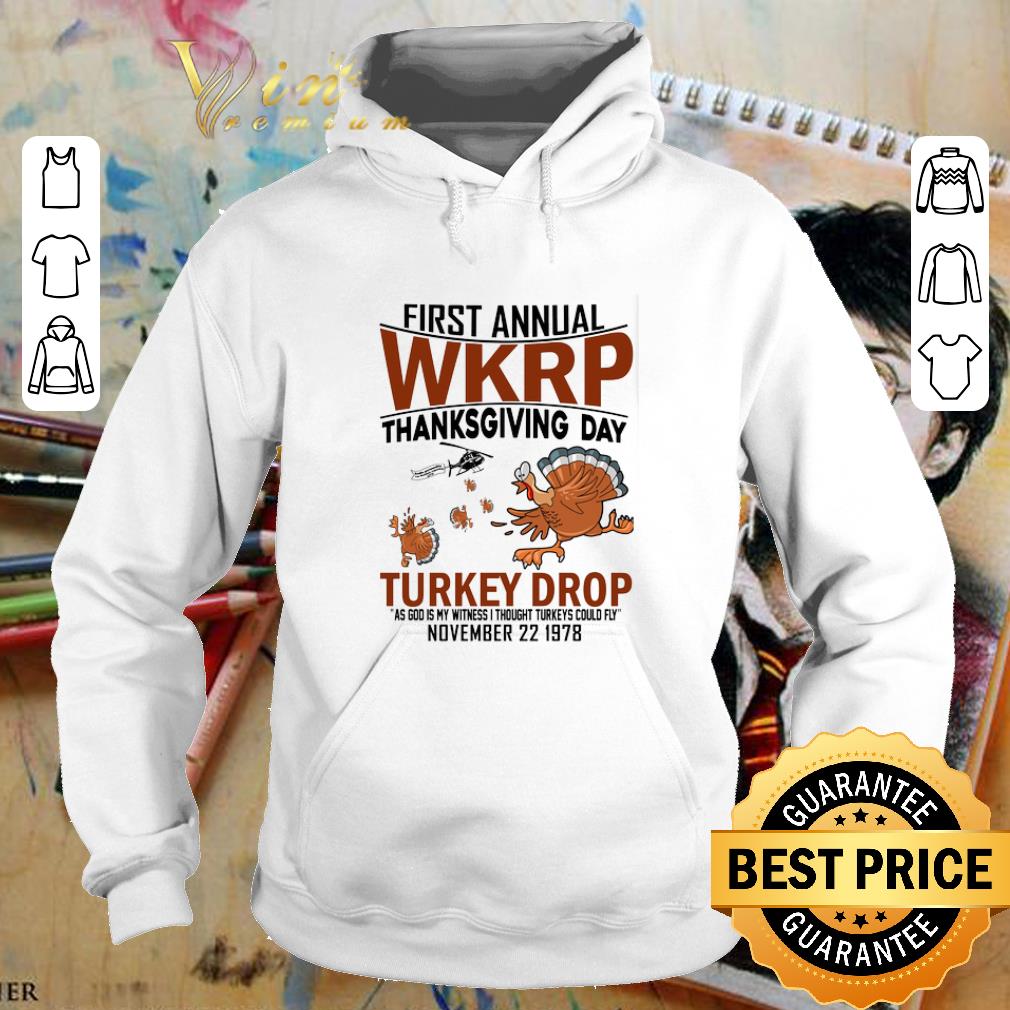 Official Chickens first annual wkrp thanksgiving day Turkey drop as god shirt 7 Official Chickens first annual wkrp thanksgiving day Turkey drop as god shirt
