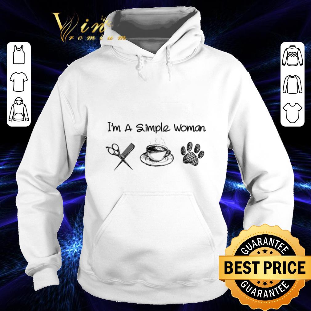 Funny I'm a simple woman hairstylist coffee paw dog shirt